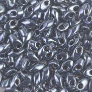 Miyuki long Magatama beads 4x7mm - Light gunmetal LMA-464